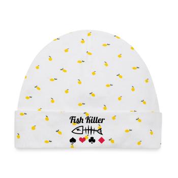 Poker : Fish Killer - Baby Premium Organic Mütze - Weiß/Zitronengelb - Vorne
