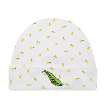 Totenkopf Erbsen - Baby Premium Organic Mütze - Weiß/Zitronengelb - Vorne