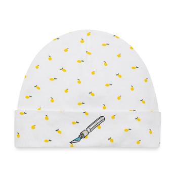Cutter Japanmesser Skalpell - Baby Premium Organic Mütze - Weiß/Zitronengelb - Vorne