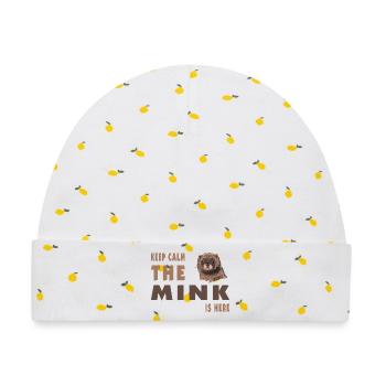 Keep Calm der Nerz ist hier Design - Baby Premium Organic Mütze - Weiß/Zitronengelb - Vorne