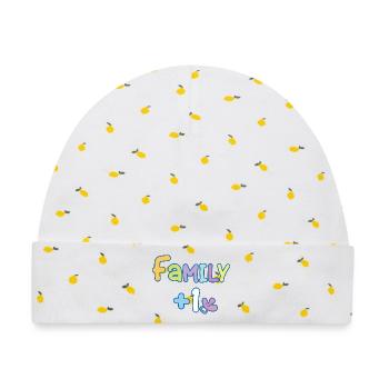 Familie Plus eins - Baby Premium Organic Mütze - Weiß/Zitronengelb - Vorne