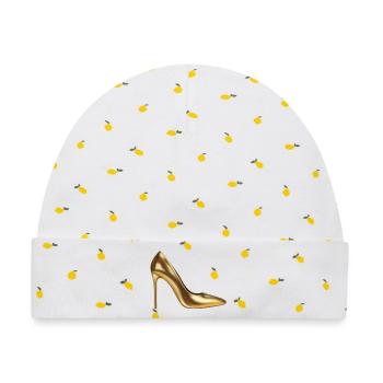 Goldenes Highheel-Print - Baby Premium Organic Mütze - Weiß/Zitronengelb - Vorne