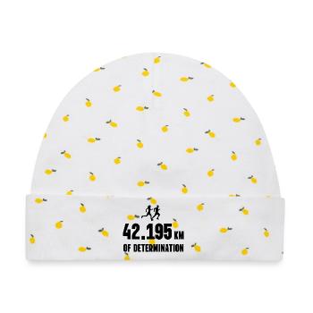 Marathon - 42,195 km Entschlossenheit - Baby Premium Organic Mütze - Weiß/Zitronengelb - Vorne