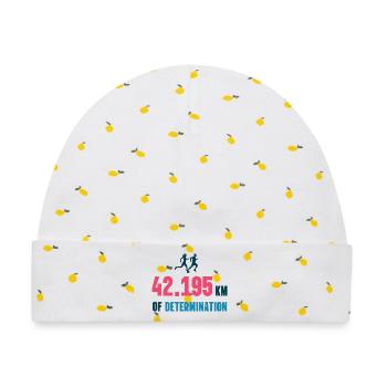 Marathon - 42,195 km Entschlossenheit - Baby Premium Organic Mütze - Weiß/Zitronengelb - Vorne
