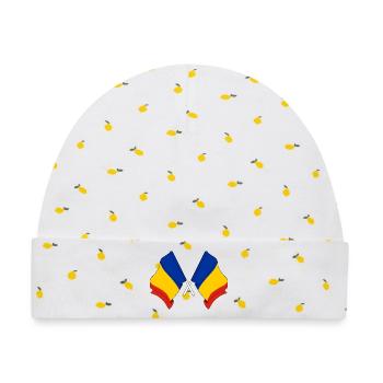 Zwei Flaggen Flagge Rumäniens, Flagge horizontal m - Baby Premium Organic Mütze - Weiß/Zitronengelb - Vorne
