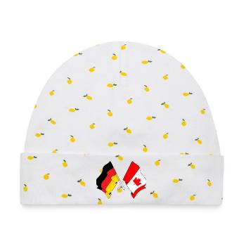 Flagge von Deutschland und Flagge Kanada - Baby Premium Organic Mütze - Weiß/Zitronengelb - Vorne