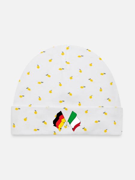 Flagge von Deutschland und Flagge Italien - Baby Premium Organic Mütze - Weiß/Zitronengelb
