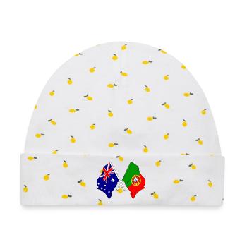 Flagge von Australien und Flagge Portugal - Baby Premium Organic Mütze - Weiß/Zitronengelb - Vorne