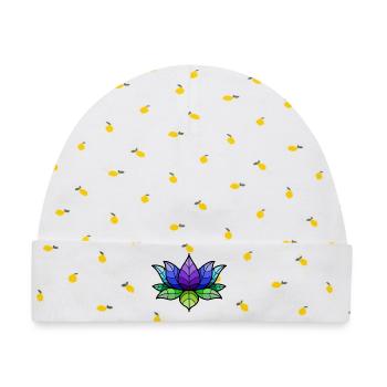 Mohawk Lotus Blumen Motiv - Baby Premium Organic Mütze - Weiß/Zitronengelb - Vorne