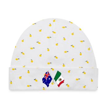 Flagge Australiens und Mexikos Flagge gekreuzt - Baby Premium Organic Mütze - Weiß/Zitronengelb - Vorne
