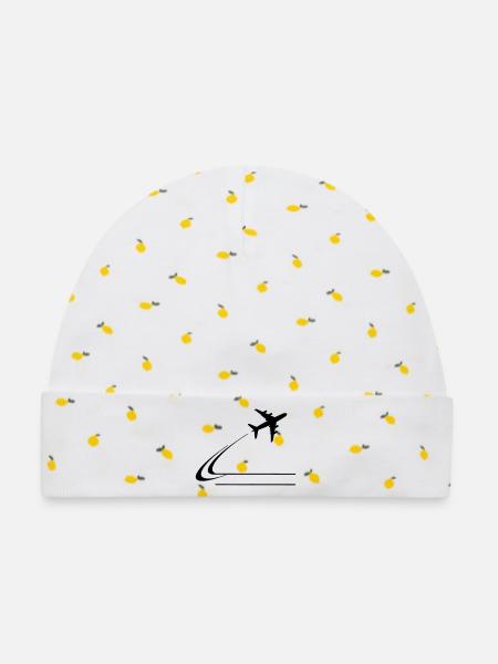 Vom Flugzeug wegfliegen - Baby Premium Organic Mütze - Weiß/Zitronengelb