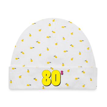 80s BIG - Baby Premium Organic Mütze - Weiß/Zitronengelb - Vorne