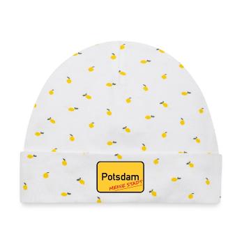 POTSDAM - MEINE STADT - Baby Premium Organic Mütze - Weiß/Zitronengelb - Vorne