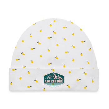 Adventure - Baby Premium Organic Mütze - Weiß/Zitronengelb - Vorne