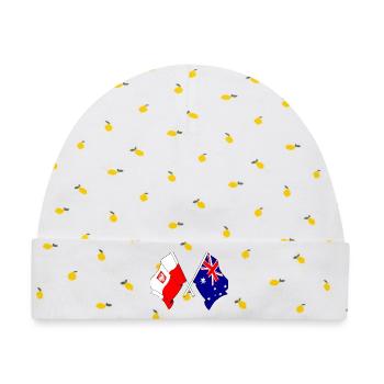 Flagge Polens und Flagge Australiens gekreuzt - Baby Premium Organic Mütze - Weiß/Zitronengelb - Vorne