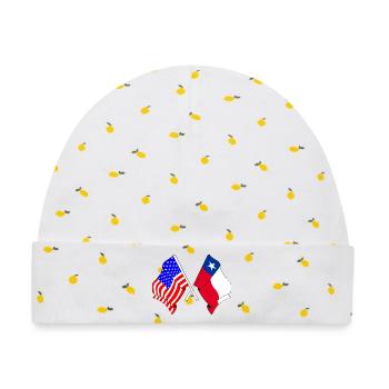 Flagge USA Chile - Baby Premium Organic Mütze - Weiß/Zitronengelb - Vorne