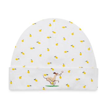 Cartoon Whippet spielt Apportieren - Baby Premium Organic Mütze - Weiß/Zitronengelb - Vorne