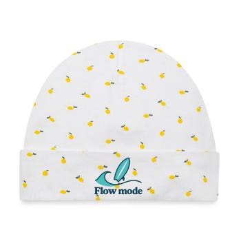 Flow Mode - Baby Premium Organic Mütze - Weiß/Zitronengelb - Vorne