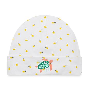 Amalfiküste Schildkröte Meereslebewesen Illustration - Baby Premium Organic Mütze - Weiß/Zitronengelb - Vorne
