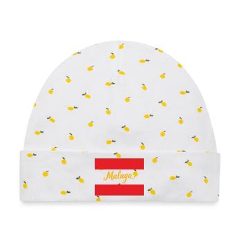 Malaga Leuchtendes Stadtmotiv - Baby Premium Organic Mütze - Weiß/Zitronengelb - Vorne