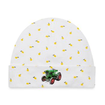 Grüner Oldtimer-Traktor - Baby Premium Organic Mütze - Weiß/Zitronengelb - Vorne