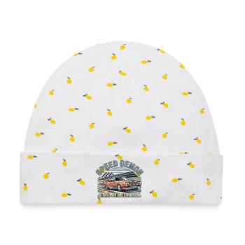 Rennwagen Speed Demón Design - Baby Premium Organic Mütze - Weiß/Zitronengelb - Vorne