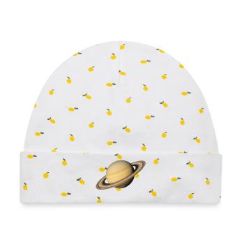 Saturn - Planet Saturn - Baby Premium Organic Mütze - Weiß/Zitronengelb - Vorne