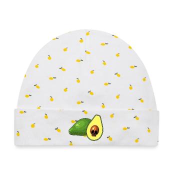 Avocado-Schädel - Baby Premium Organic Mütze - Weiß/Zitronengelb - Vorne
