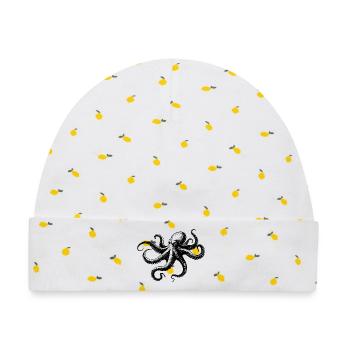 Oktopus in Monochrom - Baby Premium Organic Mütze - Weiß/Zitronengelb - Vorne