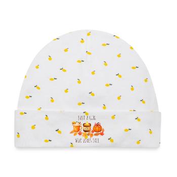 Nur ein Mädchen das Herbst liebt - Baby Premium Organic Mütze - Weiß/Zitronengelb - Vorne