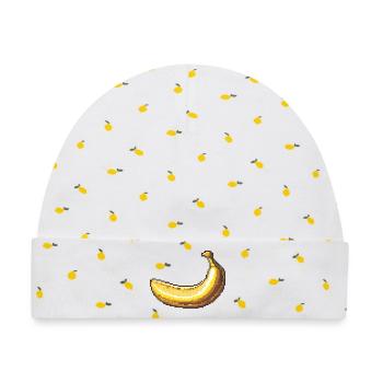 Pixelbanane Retro Pixelkunst - Baby Premium Organic Mütze - Weiß/Zitronengelb - Vorne