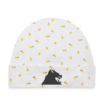 Drachenkopf Silhouette - Baby Premium Organic Mütze - Weiß/Zitronengelb - Vorne