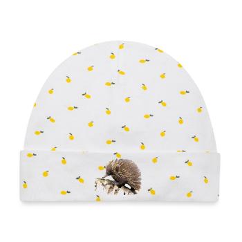 Igel in Aquarell auf Fels - Baby Premium Organic Mütze - Weiß/Zitronengelb - Vorne