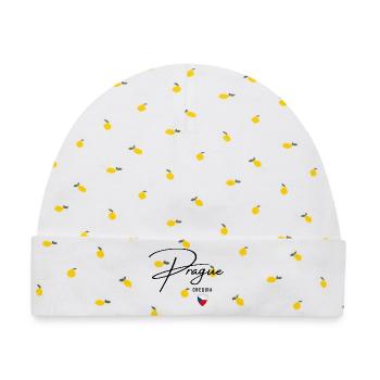 Elegantes Design Prag, ich liebe Prag - Baby Premium Organic Mütze - Weiß/Zitronengelb - Vorne