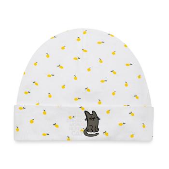 Katze Behind Every Strong Woman Genervt Grummelig - Baby Premium Organic Mütze - Weiß/Zitronengelb - Vorne