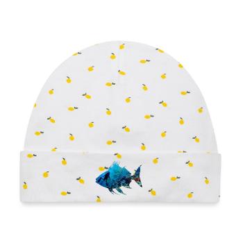 Unterwasser Korallenfisch Diver Silhouette - Baby Premium Organic Mütze - Weiß/Zitronengelb - Vorne
