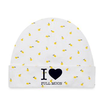 I love Full moon Vollmond - Baby Premium Organic Mütze - Weiß/Zitronengelb - Vorne