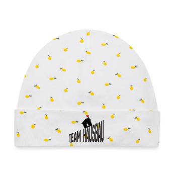 Team Hausbau - Baby Premium Organic Mütze - Weiß/Zitronengelb - Vorne
