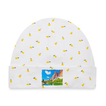 See in den Dolomiten mit Farbeffekt - Baby Premium Organic Mütze - Weiß/Zitronengelb - Vorne