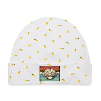 Handpan Hang Drum Retro - Baby Premium Organic Mütze - Weiß/Zitronengelb - Vorne