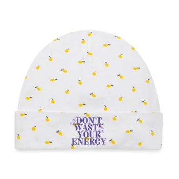 Dont Waste Your Energy - Baby Premium Organic Mütze - Weiß/Zitronengelb - Vorne