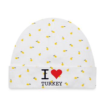I love Turkey Türkei - Baby Premium Organic Mütze - Weiß/Zitronengelb - Vorne