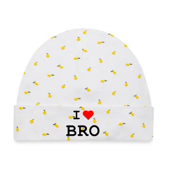 I love Bro - Ich liebe Bro - Baby Premium Organic Mütze - Weiß/Zitronengelb - Vorne