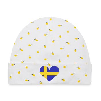 Schwedische Flagge - Baby Premium Organic Mütze - Weiß/Zitronengelb - Vorne