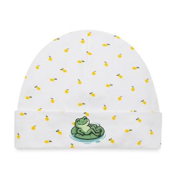 Lounge-Frosch auf Seerosenblatt - Baby Premium Organic Mütze - Weiß/Zitronengelb - Vorne