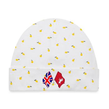 Kent-Flagge + Großbritannien-Flagge - Baby Premium Organic Mütze - Weiß/Zitronengelb - Vorne