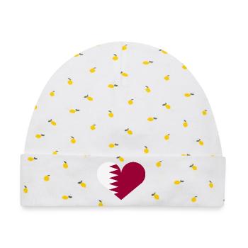 Katar-Herzflagge - Baby Premium Organic Mütze - Weiß/Zitronengelb - Vorne