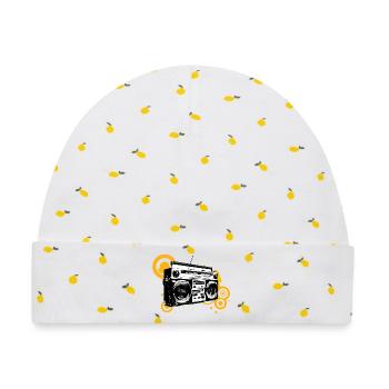 Boombox Retro Pop Art - Baby Premium Organic Mütze - Weiß/Zitronengelb - Vorne