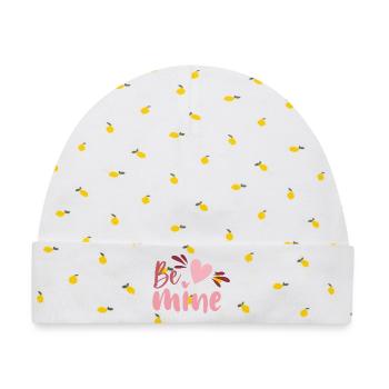 Be Mine Heart Skript - Baby Premium Organic Mütze - Weiß/Zitronengelb - Vorne