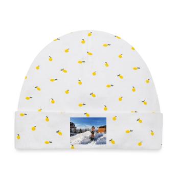 Snowboard auf sonniger Piste  - Baby Premium Organic Mütze - Weiß/Zitronengelb - Vorne